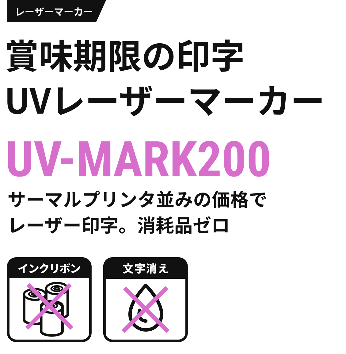 賞味期限の印字UVレーザーマーカーUV-MARK200